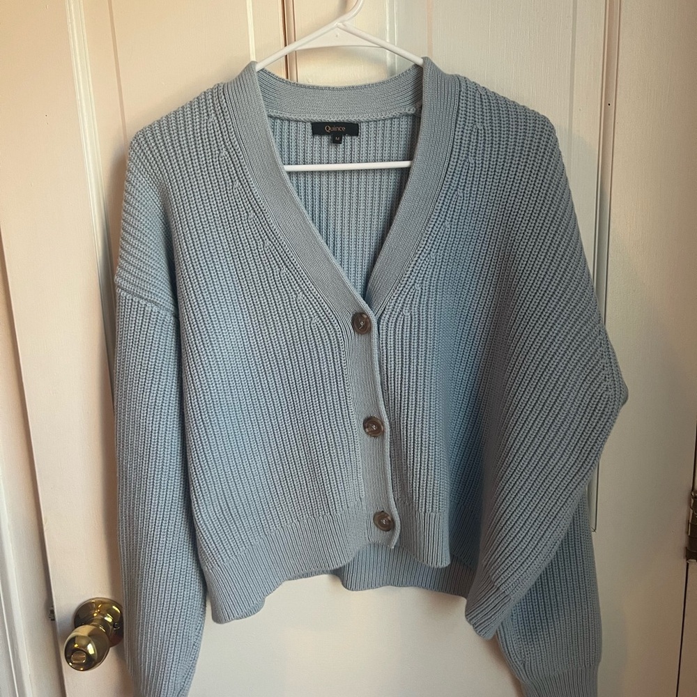 Quince Women's Light Blue Knit Cardigan